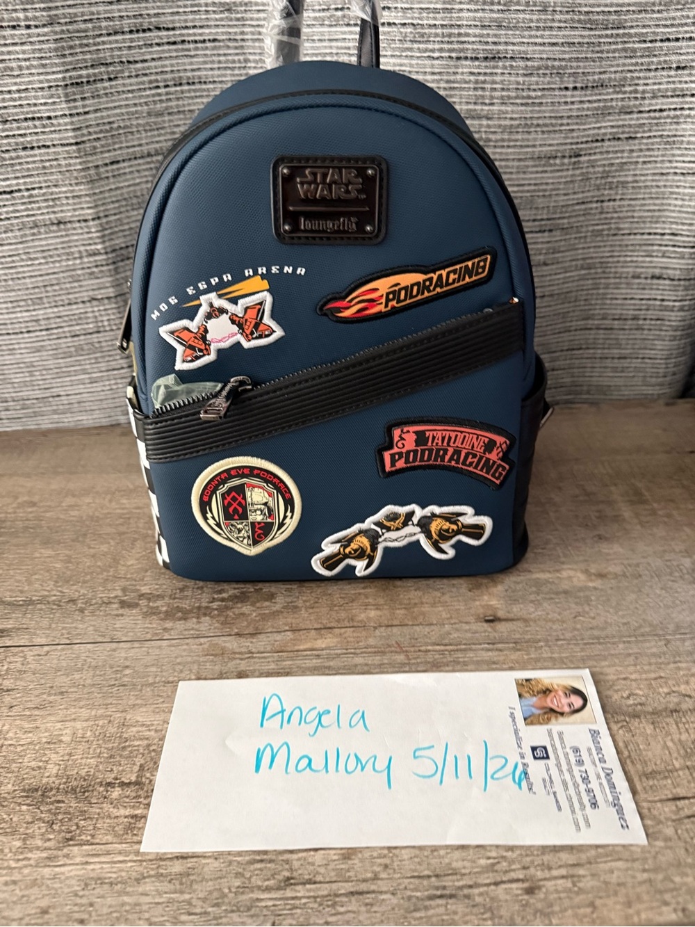 NWT Disney Star Wars Loungefly Navy Blue Podracing Patch Mini Backpack